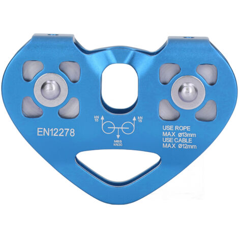 Poulie d'escalade double axe en aluminium aviation pour activités outdoor, bloc de poulie bleu pour alpinisme (1/5)