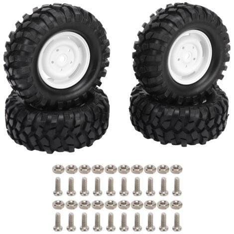 4 Pièces Pneus RC en Caoutchouc de Rechange pour Véhicule Tout-Terrain, Diamètre 96MM, Blanc (1/5)