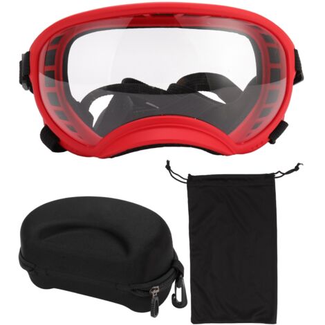 Lunettes de protection pour chien anti-vent, anti-UV et anti-poussière, avec monture rouge et verres transparents pour grandes races. (1/5)