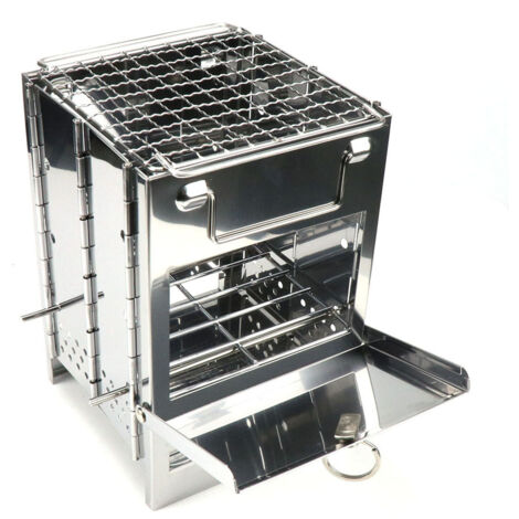 Grill BBQ pliant en acier inoxydable hauteur réglable - idéal pour cuisson extérieure, camping et pique-niques (1/5)