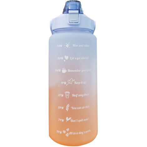 Gourde Sport 2000ml Anti-Fuite avec Poignée, Ouverture One-Click, Dégradé Givré Bleu Clair et Échelle Transparente (1/5)