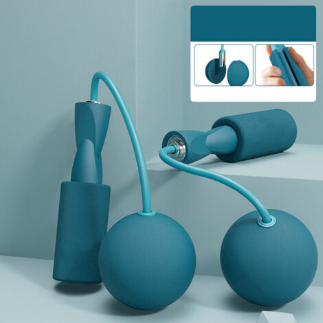 Corde à Sauter sans Fil à Double Roulement avec Poids pour Fitness, Adultes et Enfants, Bleu Paon (1/5)