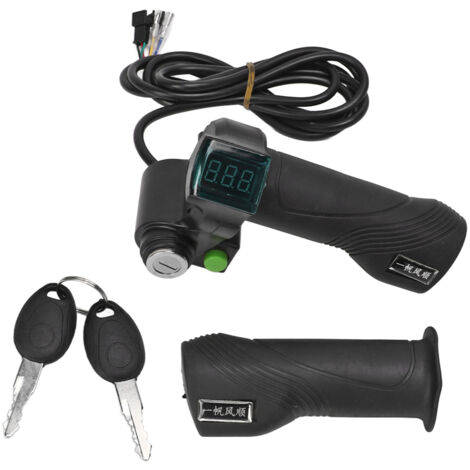 Kit de Poignée d'Accélérateur Électrique pour Vélo avec Écran LCD et Clé de Sécurité - 2 Pièces (1/5)