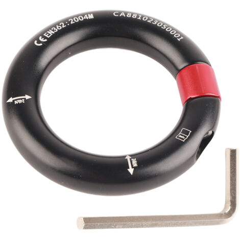 Anneau de Rappel 12mm Détachable pour Escalade, Arboriste et Sauvetage - Connecteur Noir (1/5)