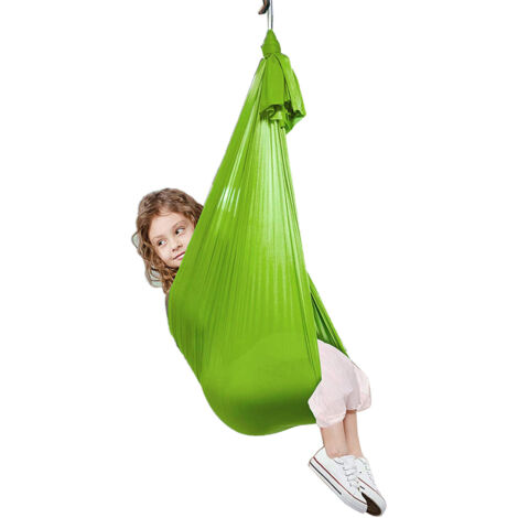 Hamac élastique sensoriel pour enfants - Intérieur et extérieur - Fitness yoga maison - Vert (1/5)