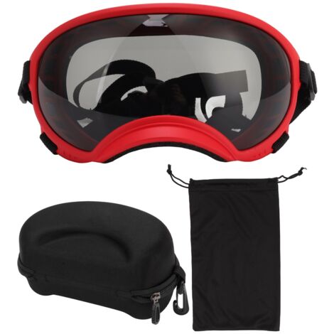 Lunettes de protection pour chien anti-vent, anti-UV et anti-poussière, avec sangle réglable et monture rouge pour grandes races. (1/5)
