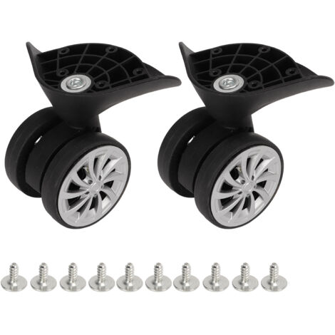 Paire de roulettes de valise en nylon noir pour remplacement et amélioration de voyage (1/5)