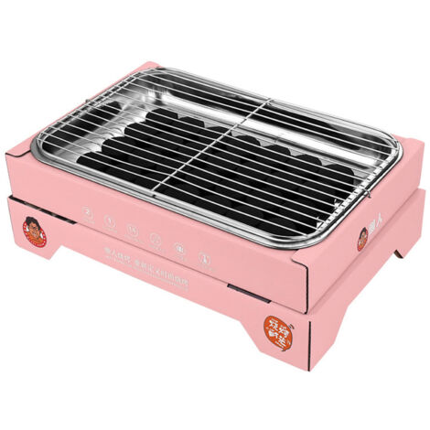Grill Portable Barbecue Charbon Unique Usage Compact Détachable Acier Inoxydable pour Camping Extérieur Rose (30 Charbons Inclus)