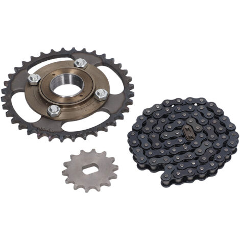 Jeu de transmission vélo : pignon 36 dents, manivelle 14 dents, chaîne 76 maillons, acier 420. (1/5)