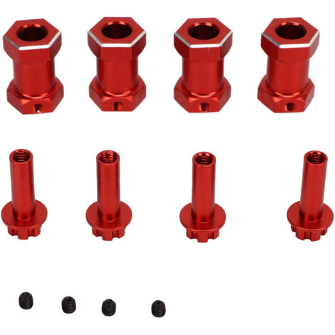 4 Pièces Moyeu Hexagonal RC 12mm en Alliage d'Aluminium pour Voiture d'Escalade 1/10 - Rouge (1/5)