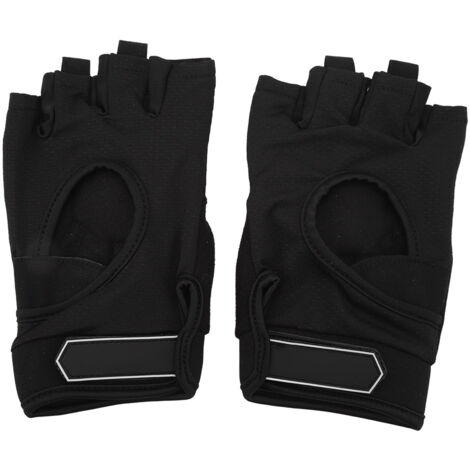 Gants d'entraînement femme mi-doigts anti-dérapants - Noir Taille L (20-22cm) - Pour musculation, fitness, vélo, protection durable (1/5)