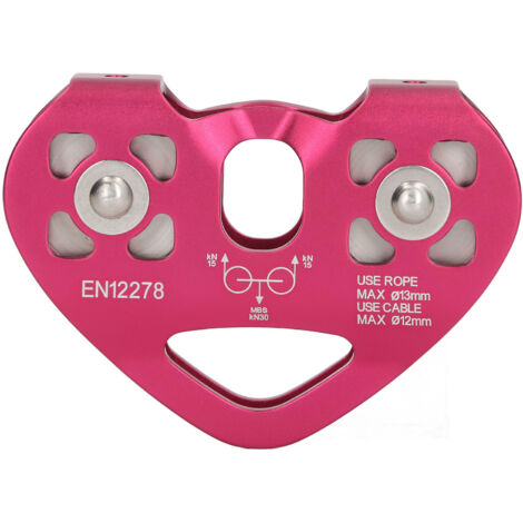 Poulie d'escalade en aluminium aviation à double axe pour activités outdoor, idéale pour la randonnée et l'alpinisme, couleur rouge bordeaux (1/5)
