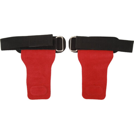 1 Paire de Sangles de Prise pour Haltérophilie en Peau de Vache - Accessoires d'Entraînement Fitness et Musculation Rouge (1/5)
