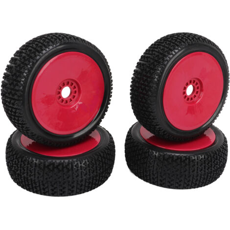 4 Pièces Pneus 1/8 RC Camion en Caoutchouc Roues de Rechange pour Véhicule Tout Terrain HPI Rouge (1/5)