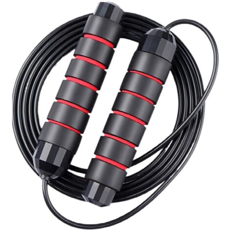 Corde à Sauter Ajustable en Acier pour Entraînement Rapide - Fitness et Cardio pour Adultes et Étudiants - Noir et Rouge (1/5)