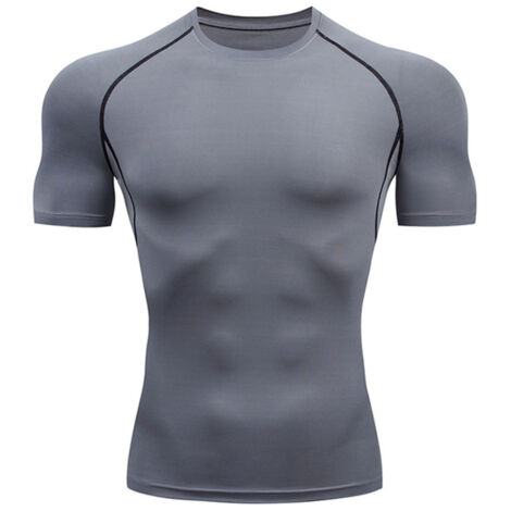 T-shirt de compression homme à manches courtes respirant pour le sport, gris taille M (1/5)