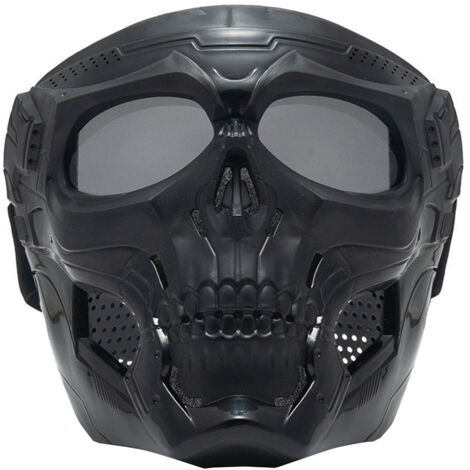 Masque de moto crâne, lunettes de course avec sangle réglable antidérapante pour VTT, verres noirs gris (1/5)