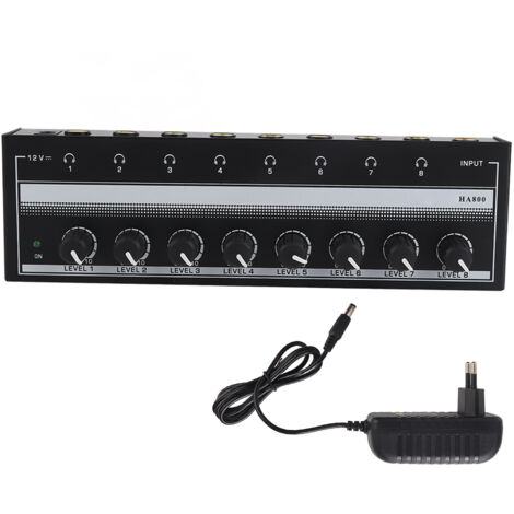 Amplificateur Casque 8 Canaux Portable Stéréo Métal pour Studio et Scène, Alimentation 100-240V avec Fiche UE (1/5)