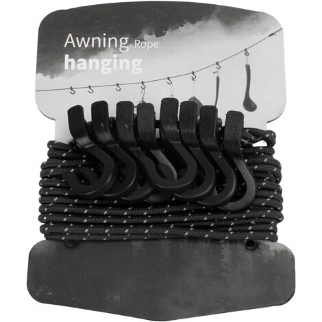 Corde à linge extérieure portable multifonction réglable anti-dérapante avec crochets noir (1/5)