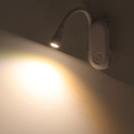 Lampe de Lecture Rechargeable USB 3 Niveaux de Luminosité Flexible Pince Lumière de Livre Blanc (1/5)