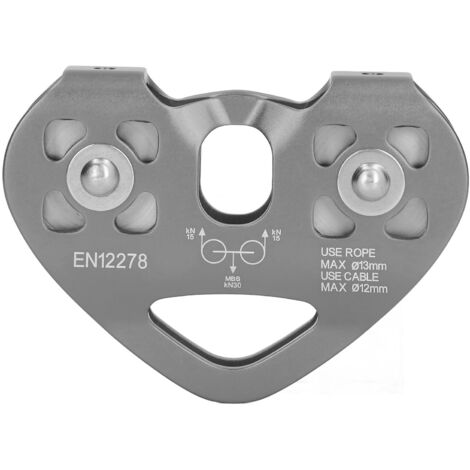 Poulie d'escalade en aluminium aviation à double axe pour activités outdoor et alpinisme, grise (1/5)