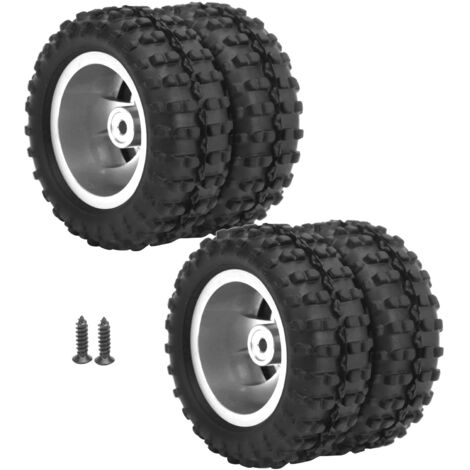 2 pièces 52mm en alliage d'aluminium, pièces de rechange pour pneus arrière, compatibles WPL D12 1/10 RC Truck (009), couleur argent (1/5)