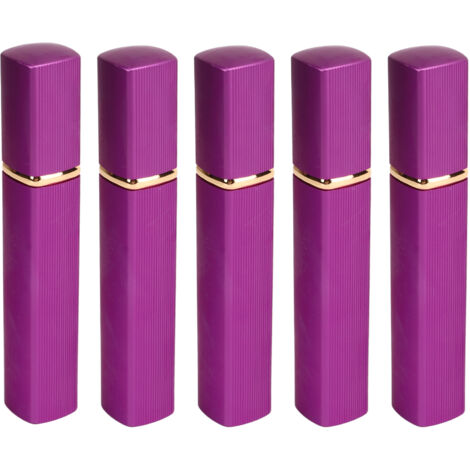 5 pièces Flacons à vaporisation de voyage en aluminium 12ml rechargeables, atomiseur de parfum portable durable pour voyages et camping, couleur violet (1/5)