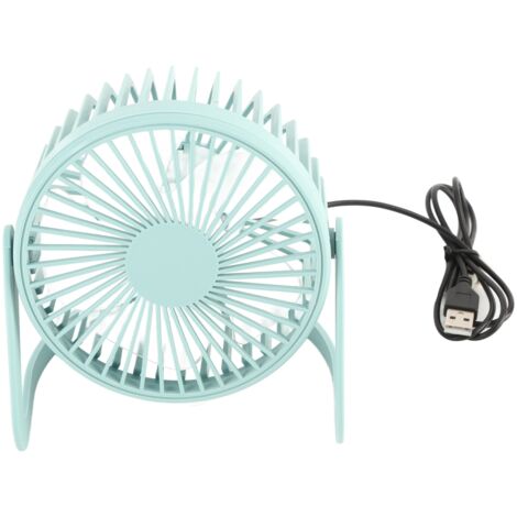 Ventilateur de Bureau USB Mini Silencieux à Moteur Rapide pour Voiture Maison Bureau Intérieur Extérieur Bleu Clair