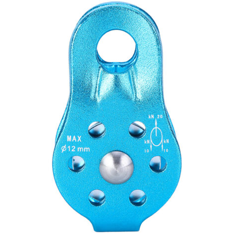 Poulie de levage en alliage d'aluminium robuste pour équipement d'escalade et de sécurité (Bleue)