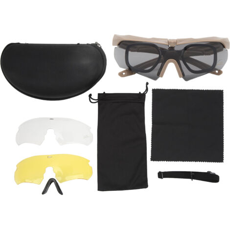Lunettes de tir anti-UV, lunettes de protection militaire contre le vent et la poussière, demi-monture pour moto, unisexe, couleur kaki. (1/5)