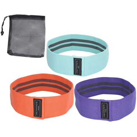 3 Bandes Élastiques de Résistance Fitness pour Squats et Fessiers - Renforcement Musculaire des Jambes et Hanches - Vert, Orange, Violet