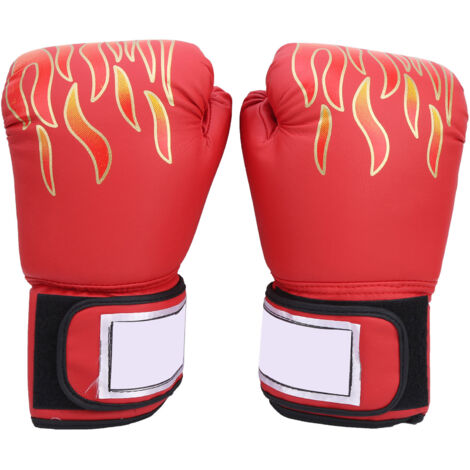 1 Paire de Gants de Boxe Universelle Adulte en Cuir PU pour Sanda, Muay Thai et Entraînement au Sac de Frappe Rouge