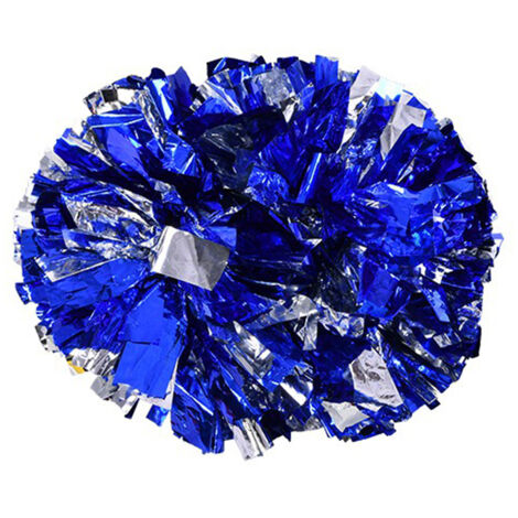 Pompons de cheerleading argent et bleu pour compétitions sportives et spectacles de danse