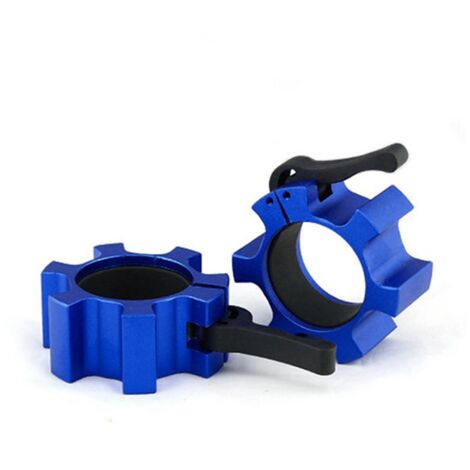 2PCS Serrure à Collier Rapide en Alliage d'Aluminium 50mm pour Haltères, Fitness et Musculation Bleu (1/5)