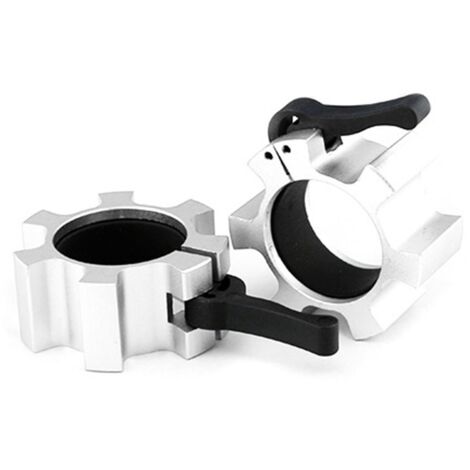 2PCS Collier de Barre 50mm Alliage d'Aluminium à Libération Rapide pour Haltérophilie et Musculation Argenté (1/5)