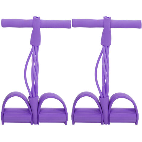 Élastique Fitness Résistance 4 Tubes Entraînement Abdominaux Yoga Équipement Stretching Violet