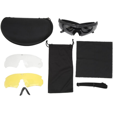 Lunettes de tir anti-UV, lunettes de protection militaire extérieures anti-vent et poussière, demi-cadre pour moto, unisexe noir (1/5)