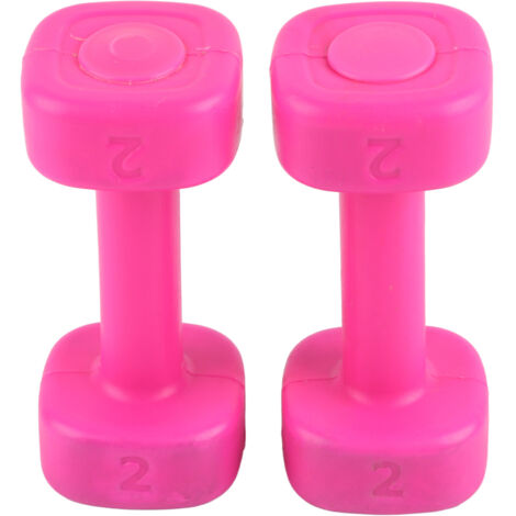 2 pièces haltères 4 lb pour musculation fitness yoga perte de poids équipement sportif rouge rose (1/5)