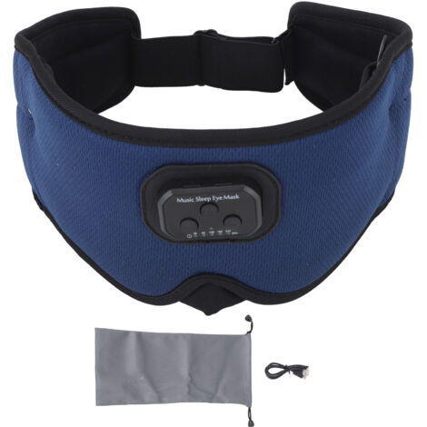 Masque de sommeil Bluetooth 5.2 avec écouteurs intégrés, casque audio sans fil 3D pour dormir sur le côté, bruit blanc réglable et minuterie, couleur bleue (1/5)