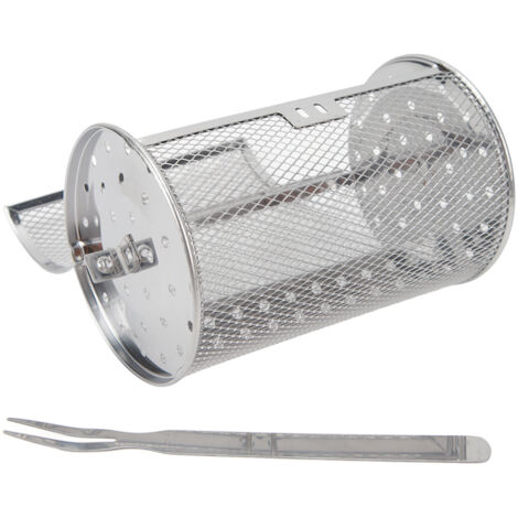 Panier de Grillade Tournant en Acier Inoxydable, Cylindre Gril à Maille pour Barbecue, Pique-nique et Camping, Hauteur 18cm (1/5)