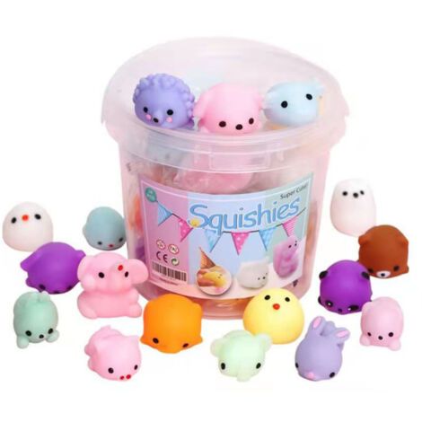 24 Figurines Souples Anti-Stress en TPR - Jouets Mignons et Sécurisés pour Bureau et Maison