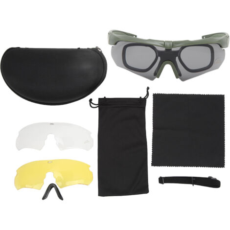 Lunettes de tir anti-UV, protection contre le vent et la poussière - Monture demi-cadre pour moto, unisexe - Vert militaire (1/5)