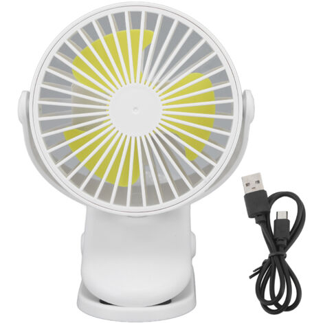 Ventilateur de poche rechargeable USB, clip réglable pour poussette, maison, voyage et camping - Blanc (1/5)