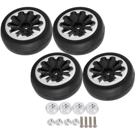4 Pièces Jantes Métalliques avec Pneus Souples pour Voiture RC WPL D12, Roues de 63mm avec Adaptateur (1/5)
