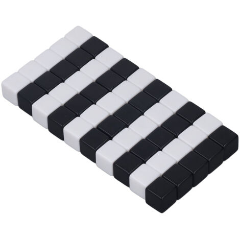 50 dés carrés lisses effaçables pour jeux de société, enseignement numérique, demi-noir et demi-blanc, petit format (1/5)