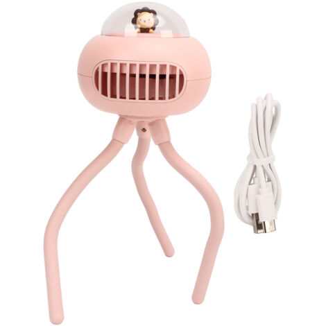 Ventilateur de poche portable USB pour poussette avec trépied flexible - Lion rose (1/5)
