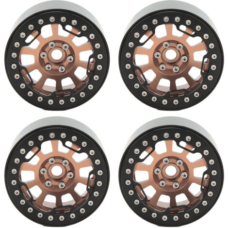 4 Pièces 2,2 Pouces Jante Alliage Aluminium Universelle pour Modèle RC 1/10 Simulation Tout-Terrain Cuivre (1/5)