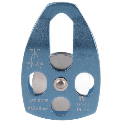 Poulie de secours 32KN pour escalade et alpinisme, poulie simple à plaque pivotante bleue (1/5)