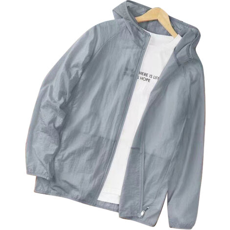 Veste anti-UV légère et respirante à manches longues pour la pêche, randonnée et sport d'été, gris argenté XL (1/5)