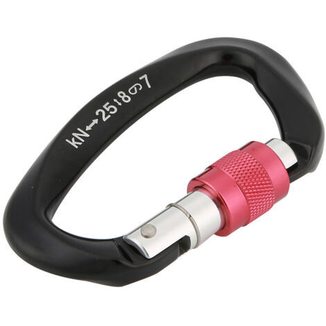 Connecteur de Sécurité en Forme D pour Escalade, Accessoire de Protection Noir (1/5)